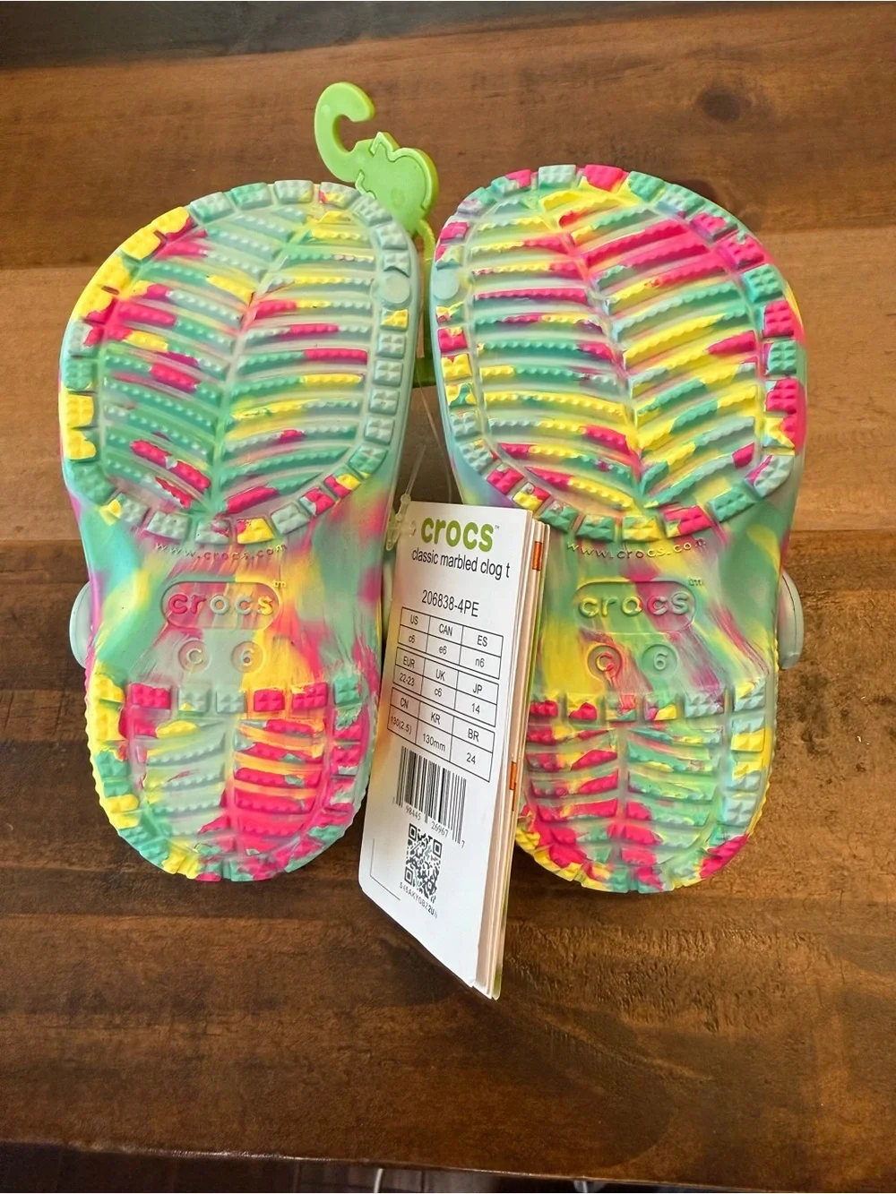 Crocs Classic Marbled Clog Kids US c6 Multicolor Slip-On Sandal
